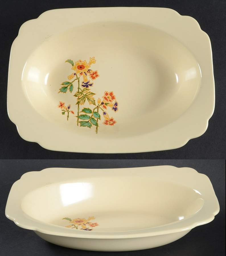 Columbine 8" Oval Vegetable Bowl by Homer Laughlin -1