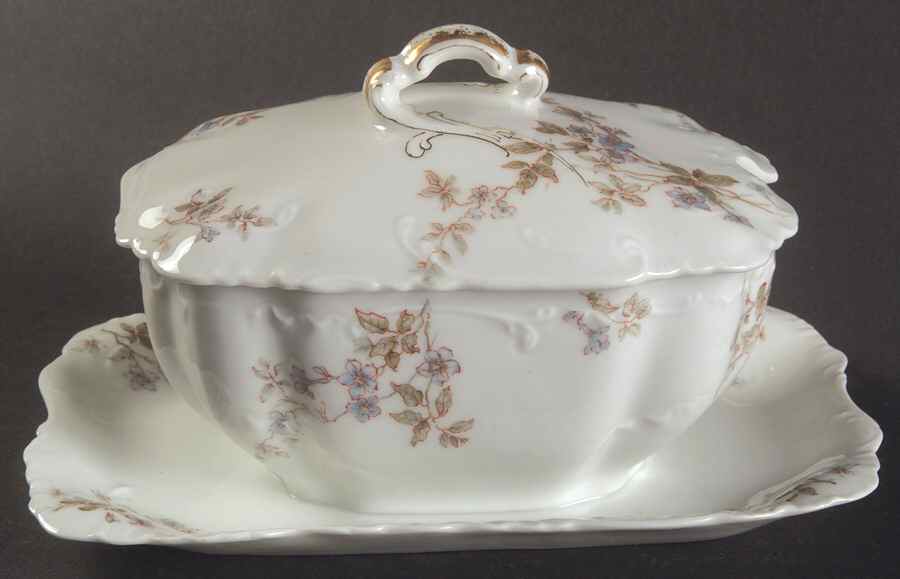 Schleiger 464B Gravy Boat w/Attached Underplate & Lid by Haviland-1