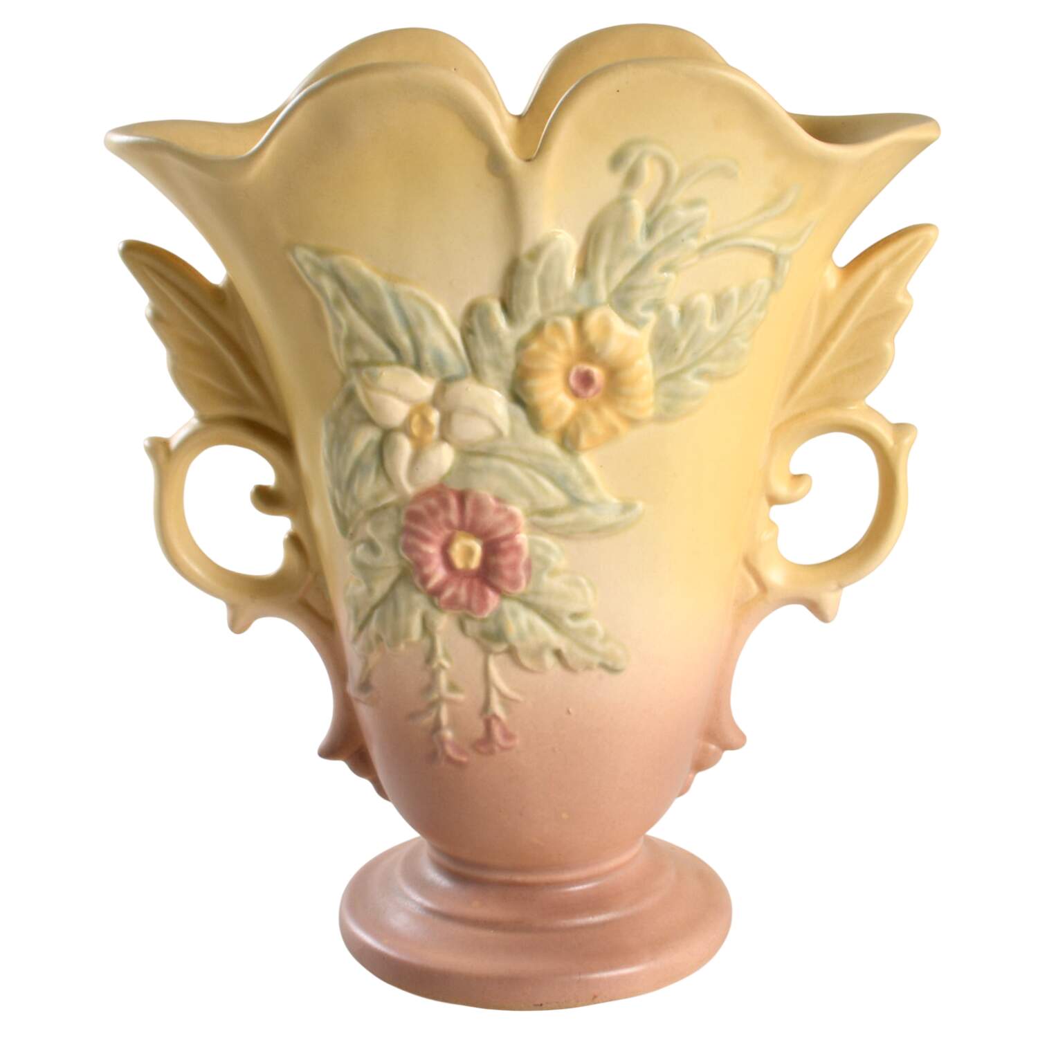 Wild Flower Yellow Rose 8" Handled Vase by Hull-1
