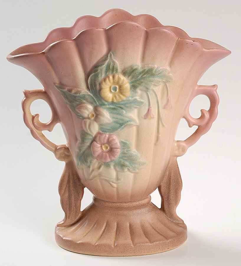 Wild Flower Yellow Rose 8" Fan Vase by Hull-1