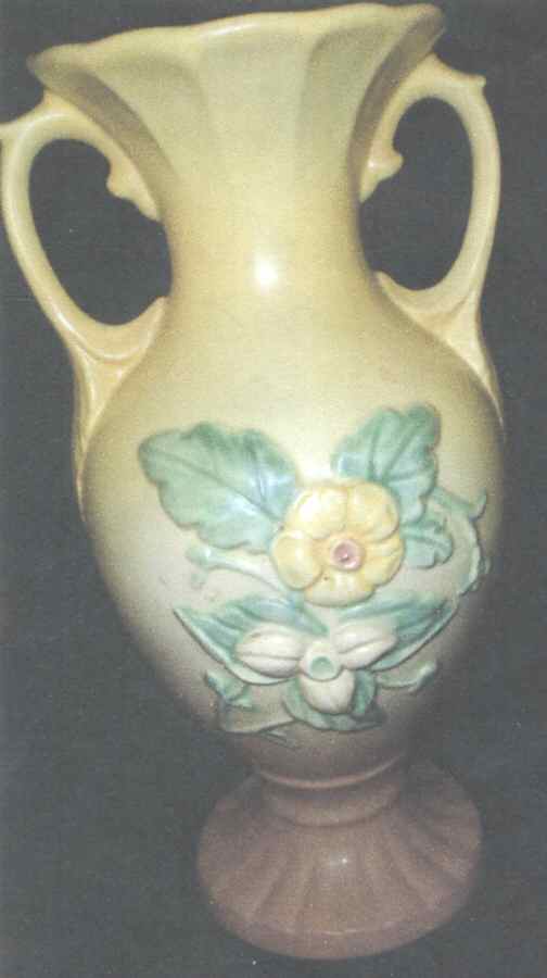 Wild Flower Yellow Rose 12" Handled Vase by Hull-1