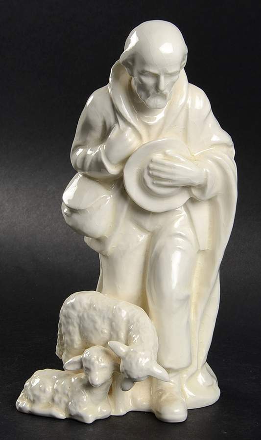 Nativity All White Figures Tm4-Shepherd Standing - Boxed by M.I. Hummel-1