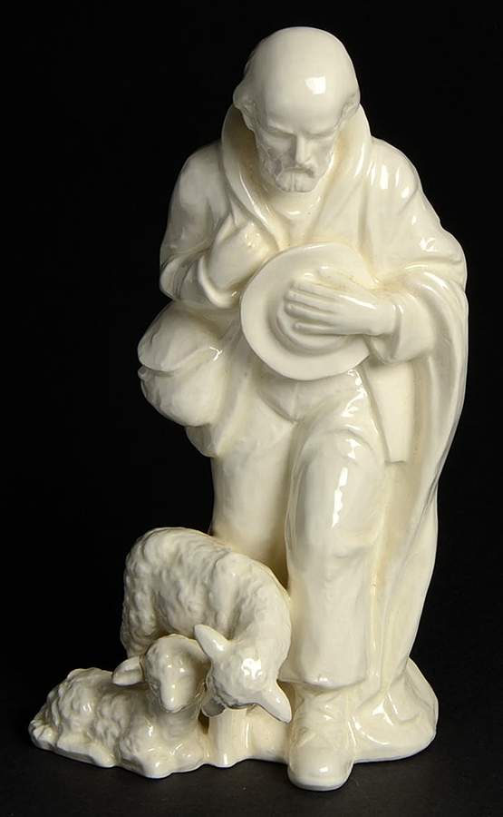 Nativity All White Figures Tm3-Shepherd Standing - Boxed by M.I. Hummel-1