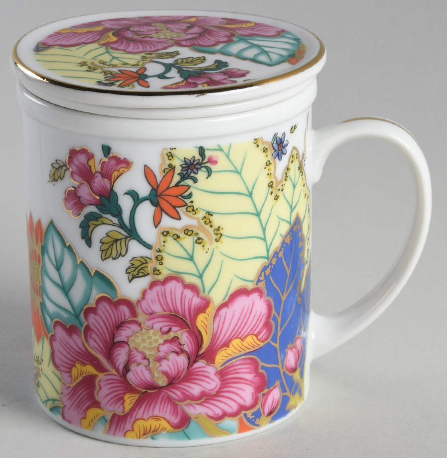 Tobacco Leaf Mug with Lid & Infuser by Horchow-1
