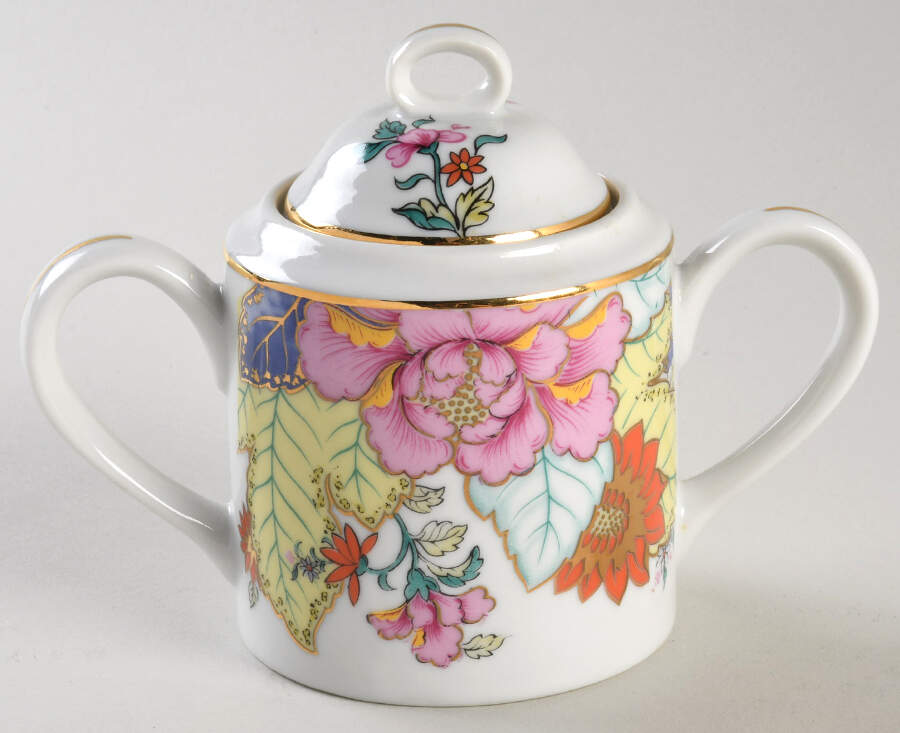 Tobacco Leaf Sugar Bowl & Lid by Horchow-1
