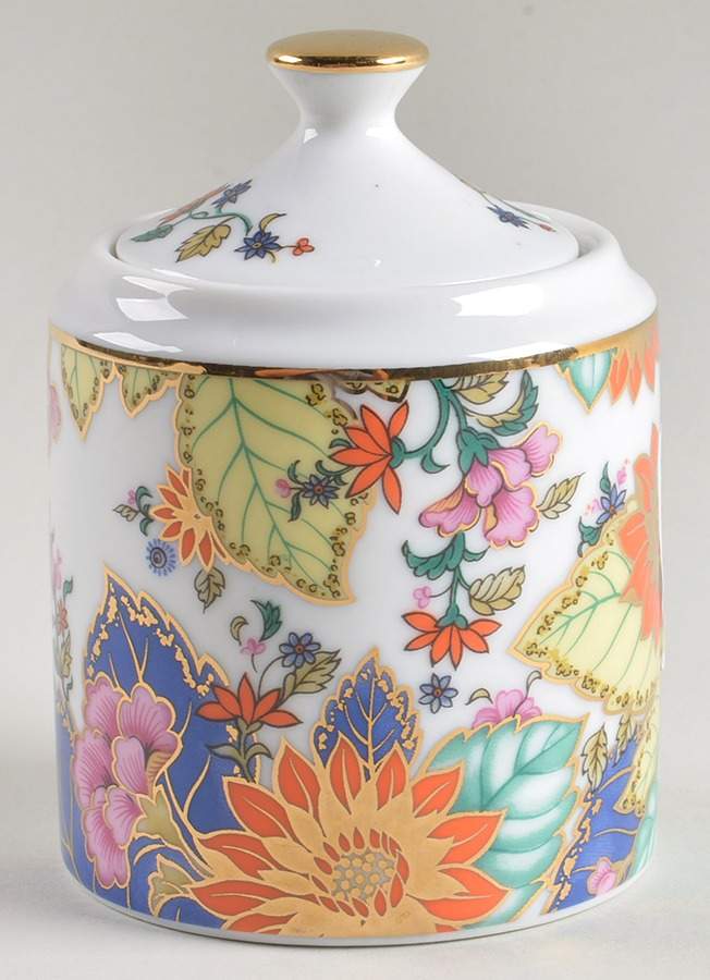 Tobacco Leaf Sugar Bowl & Lid by Horchow-1