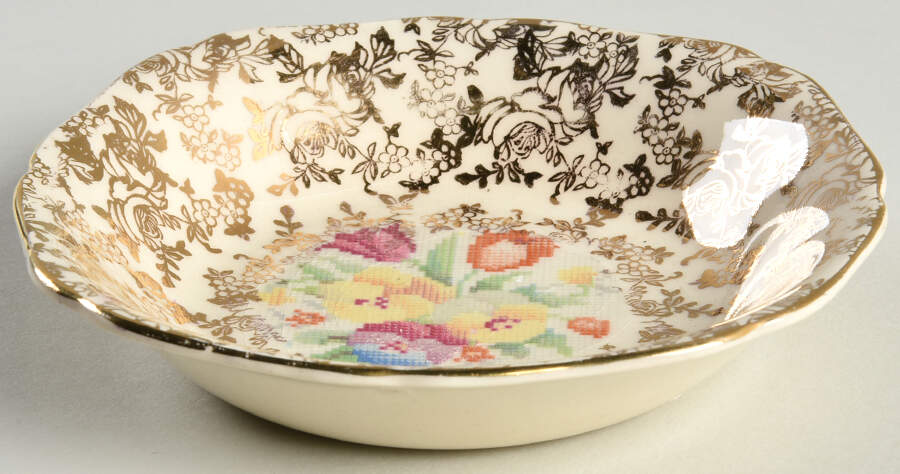 Old English Sampler Square Fruit/Dessert (Sauce) Bowl by Hollinshead & Kirkham-1