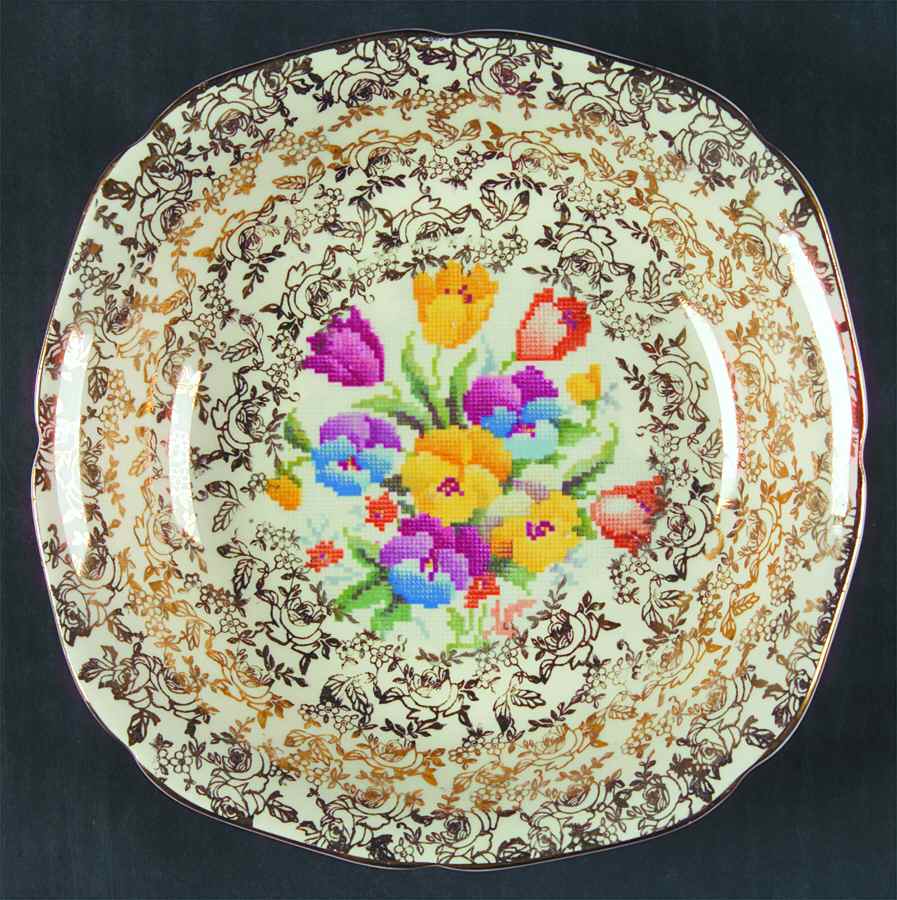 Old English Sampler Square Soup Bowl by Hollinshead & Kirkham-1