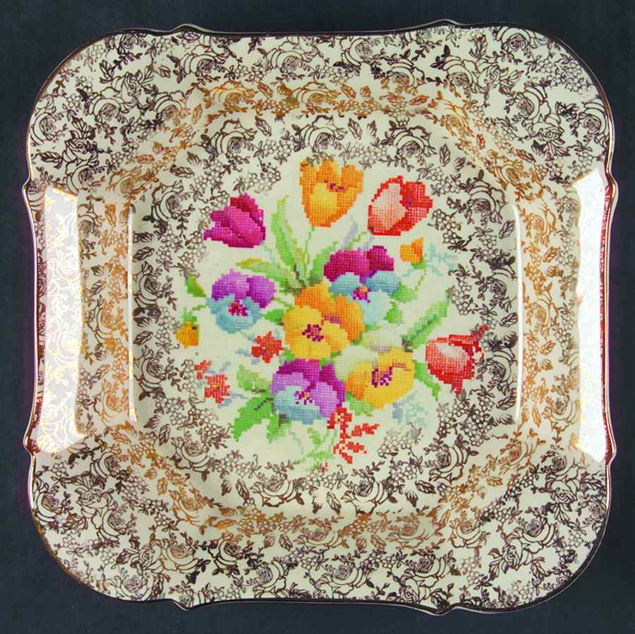 Old English Sampler 8" Square Vegetable Bowl by Hollinshead & Kirkham-1