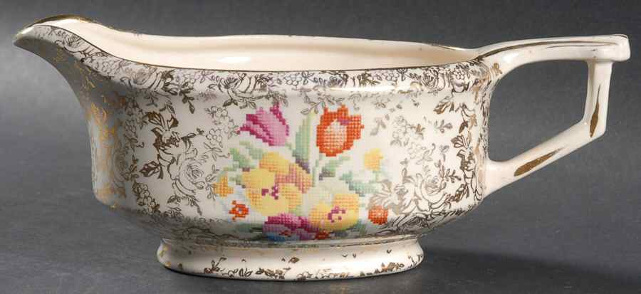 Old English Sampler Gravy Boat by Hollinshead & Kirkham-1