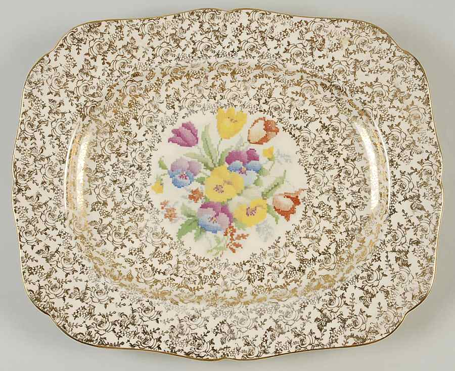 Old English Sampler 13" Oval Serving Platter by Hollinshead & Kirkham-1