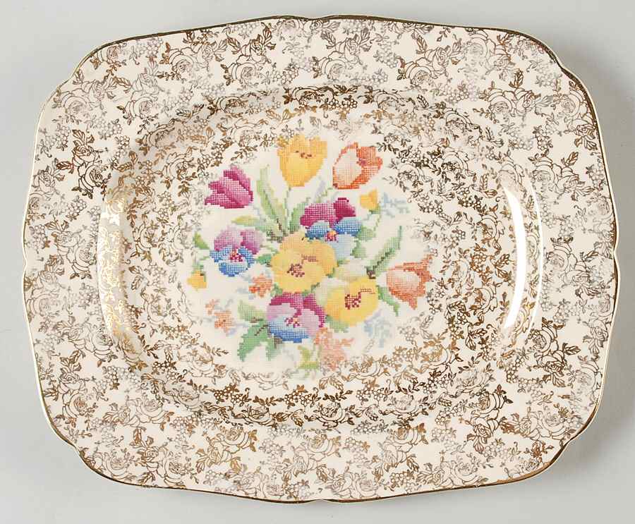 Old English Sampler 11" Oval Serving Platter by Hollinshead & Kirkham-1