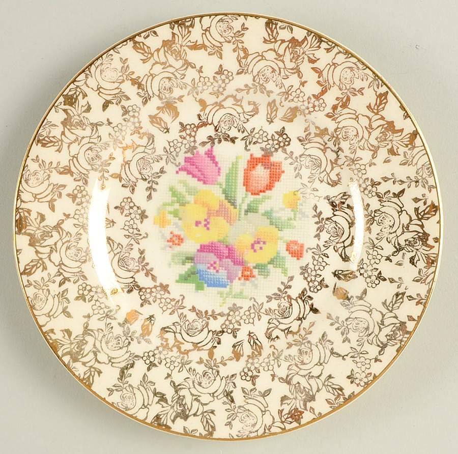 Old English Sampler Bread & Butter Plate by Hollinshead & Kirkham-1