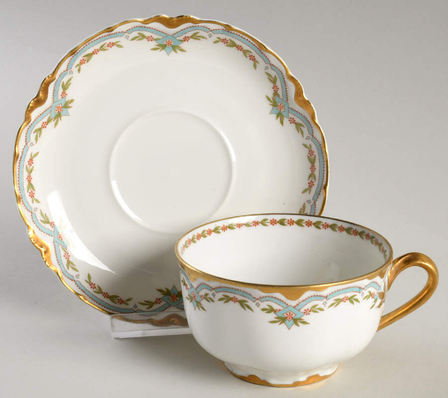 Schleiger 789 Flat Cup & Saucer Set by Haviland-1