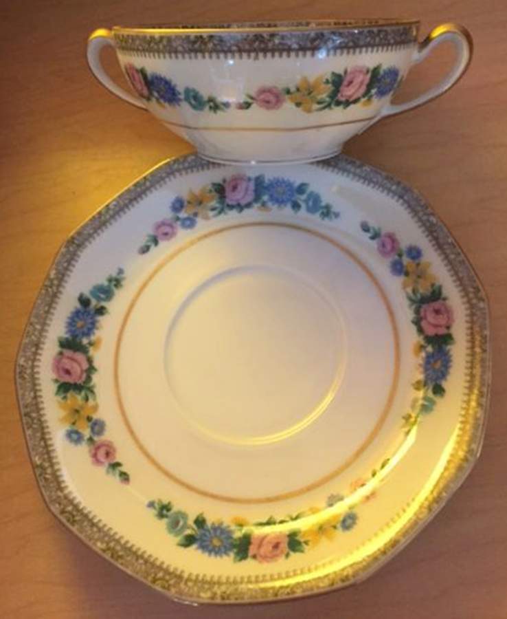Printemps Flat Cream Soup Bowl & Saucer Set by Haviland-1