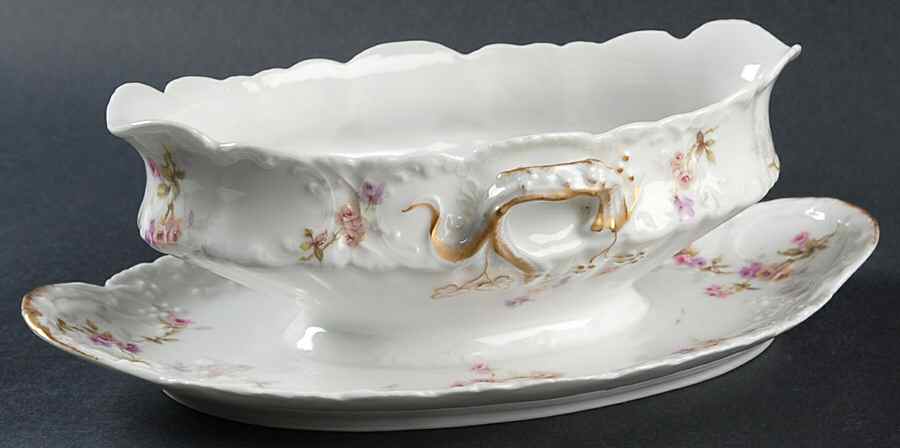 Schleiger 339J Gravy Boat with Attached Underplate by Haviland-1