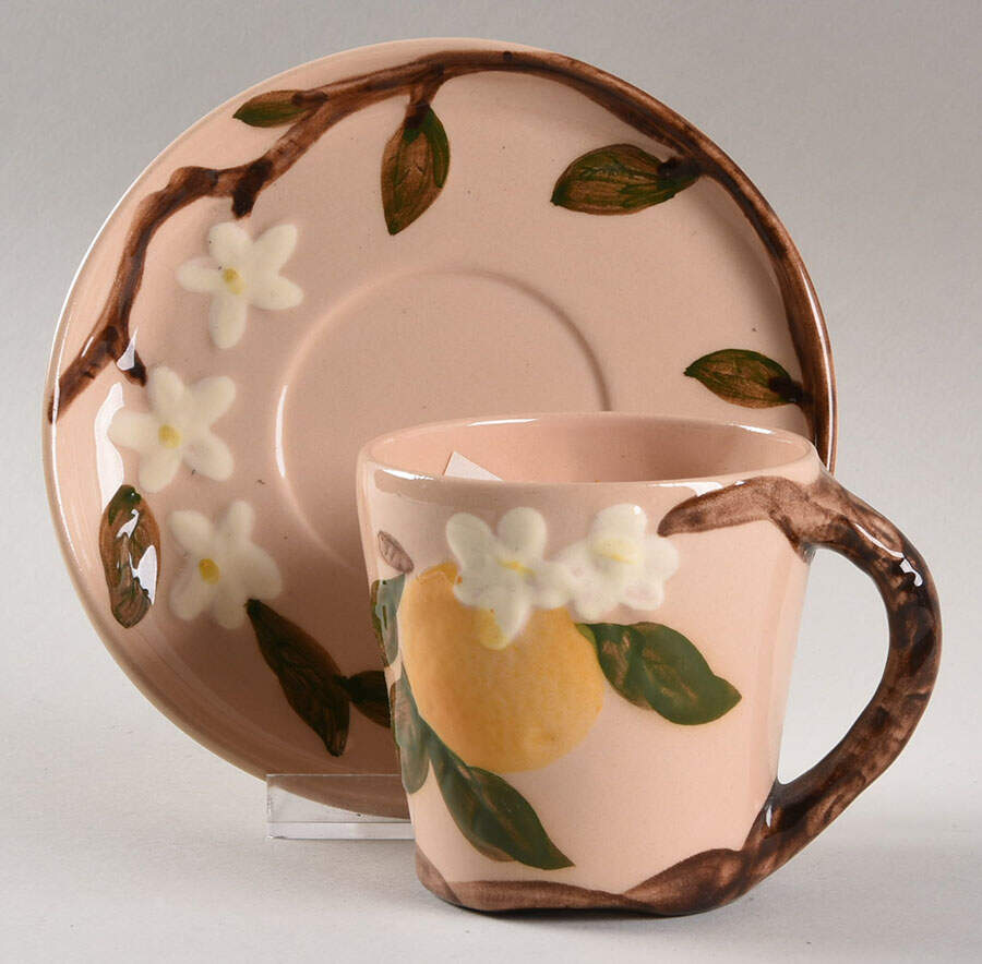Orange Blossom Flat Cup & Saucer Set by Hollywood-1
