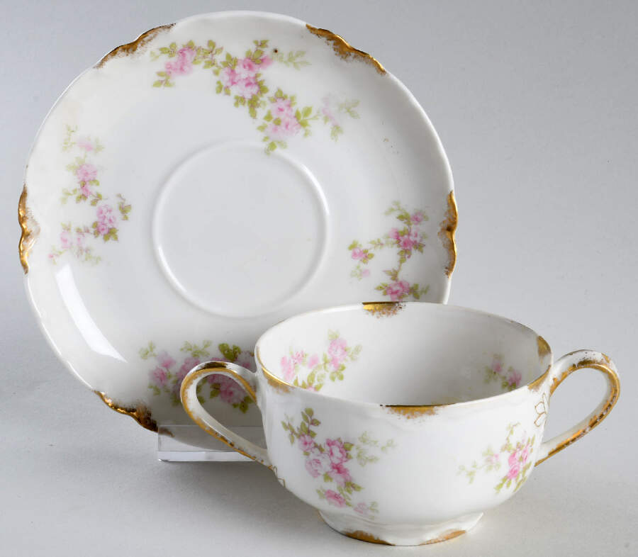 Schleiger 1131A Flat Bouillon Cup & Saucer by Haviland-1
