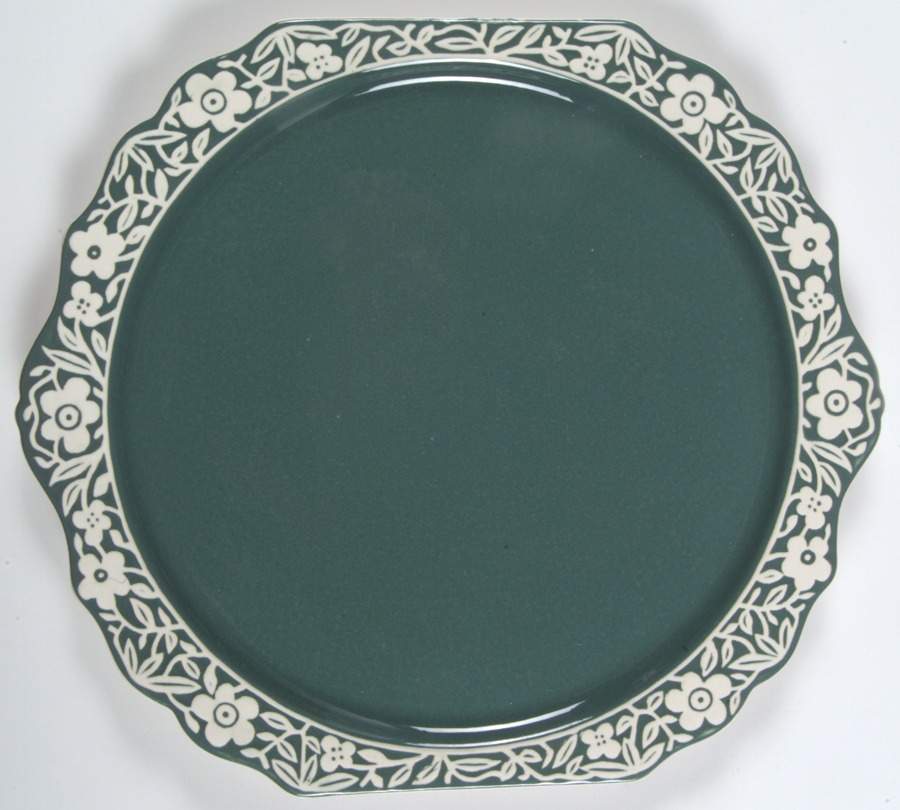 Chicory Lace Teal Handled Cake Plate by Harker-1