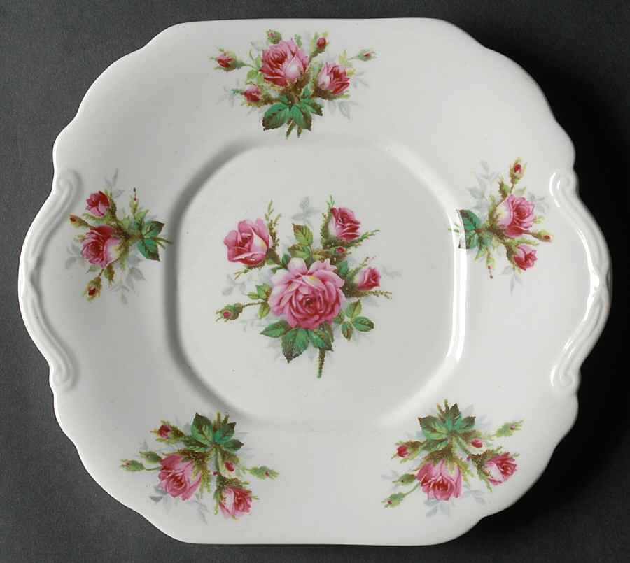 Grandmother's Rose Square Handled Cake Plate by Hammersley-1