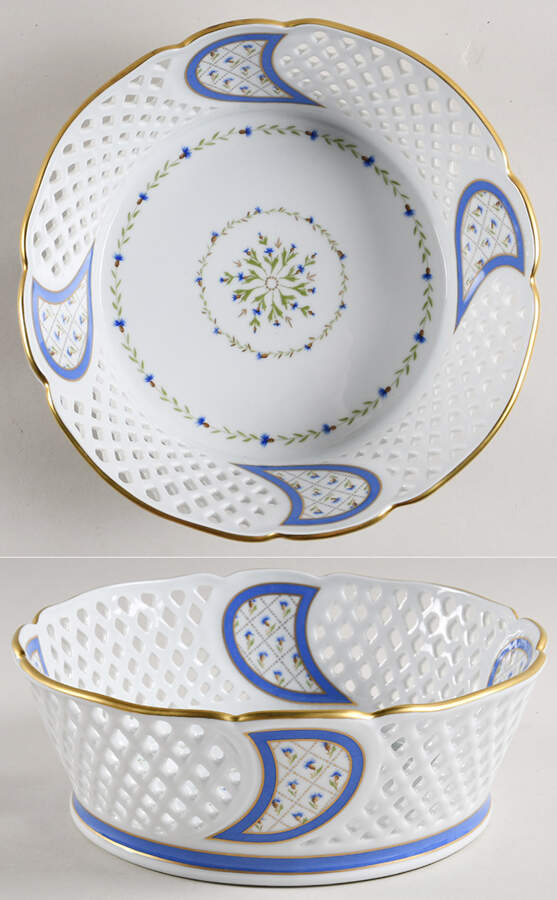 Val De Loire (Blue Band) 8" Round Open Weave Basket by Haviland-1