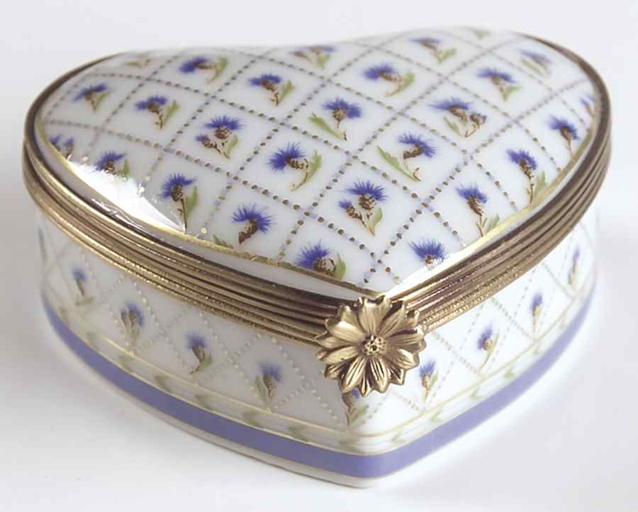 Val De Loire (Blue Band) Heart Hinged Box by Haviland-1