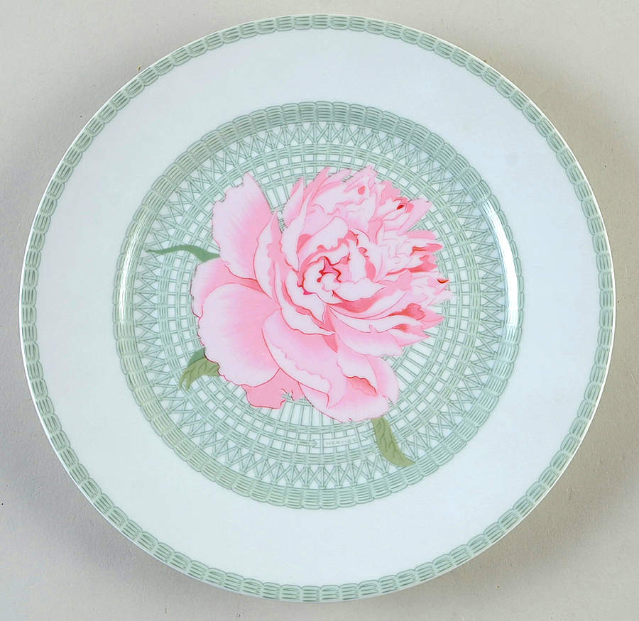 Les Pivoines White Dinner Plate by Hermes-1