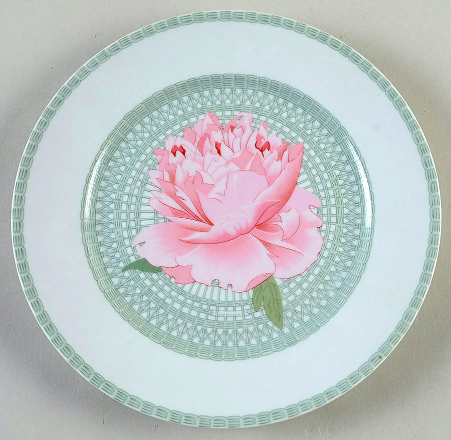 Les Pivoines White Dinner Plate by Hermes-1