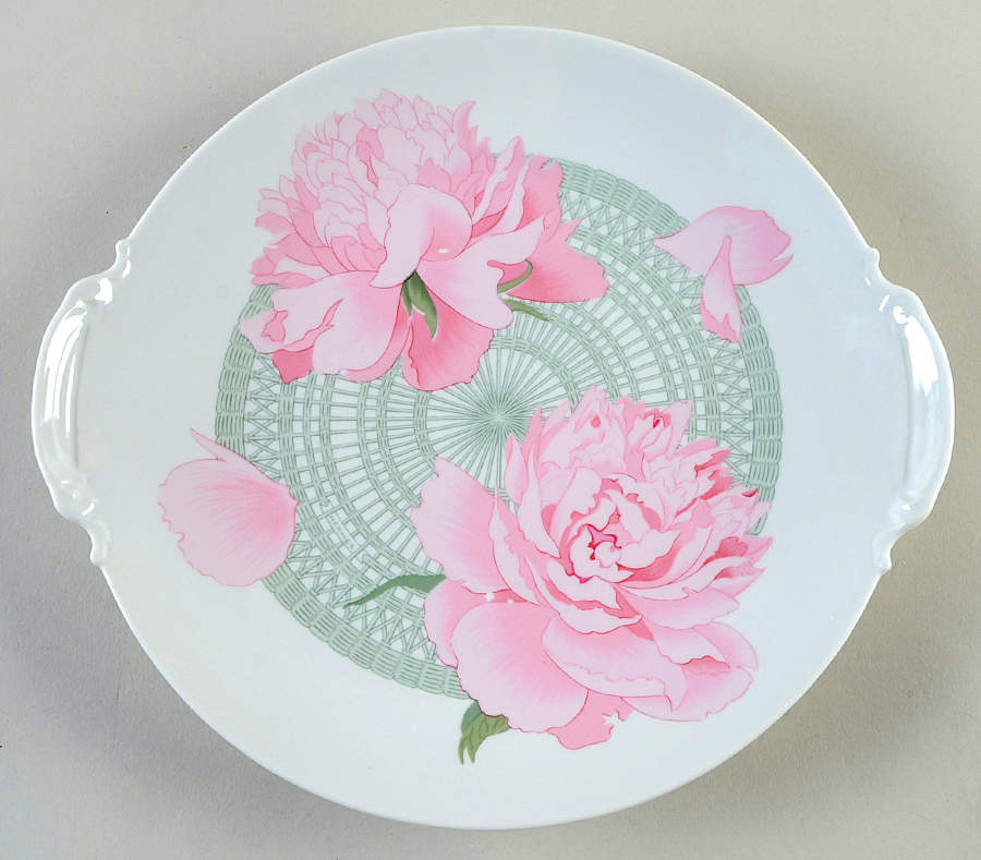 Les Pivoines White Handled Cake Plate by Hermes-1