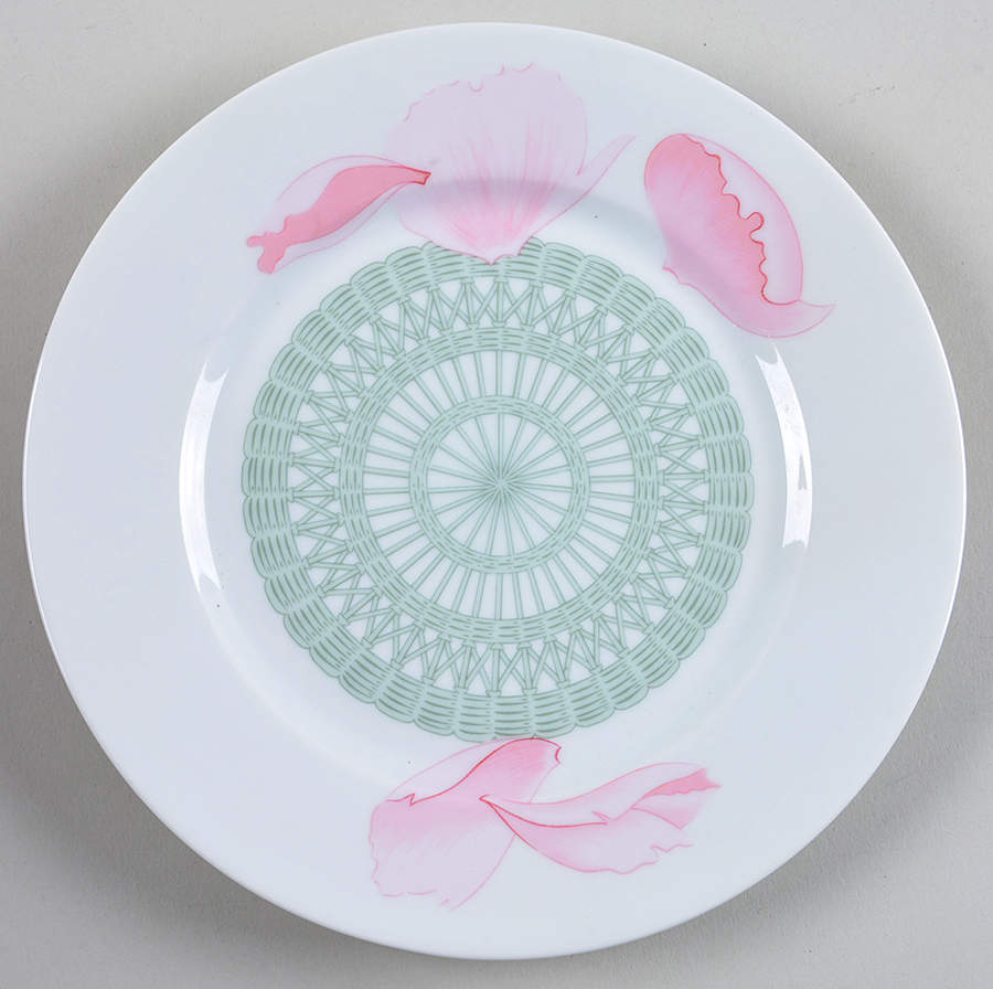 Les Pivoines White Dessert/Pie Plate by Hermes-1