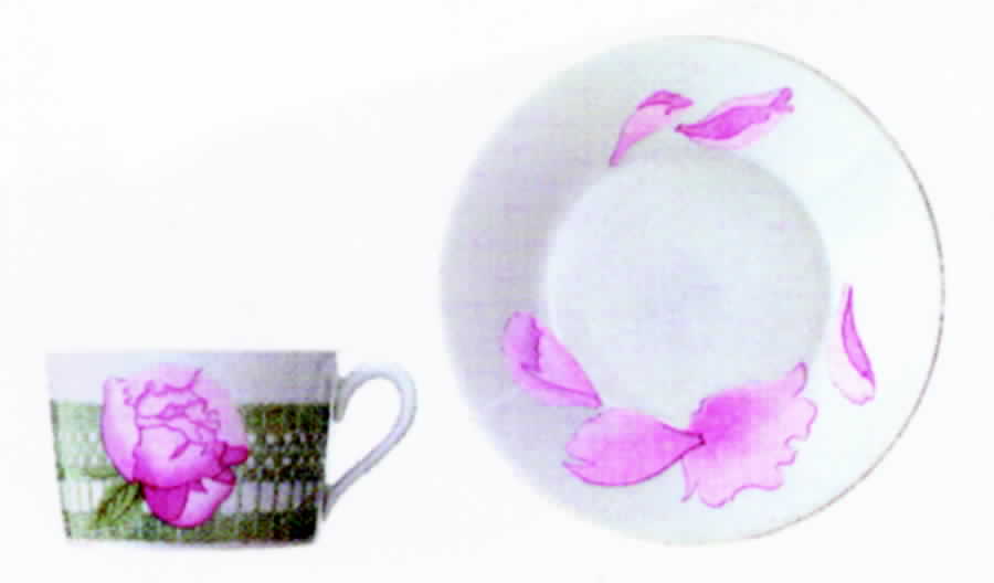 Les Pivoines White Breakfast Cup & Saucer Set by Hermes-1