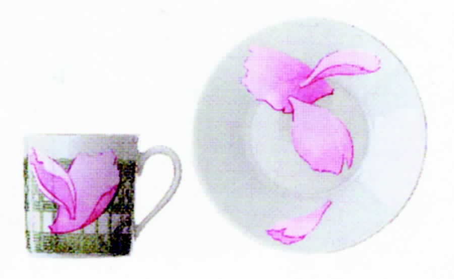 Les Pivoines White Flat Demitasse Cup & Saucer Set by Hermes-1