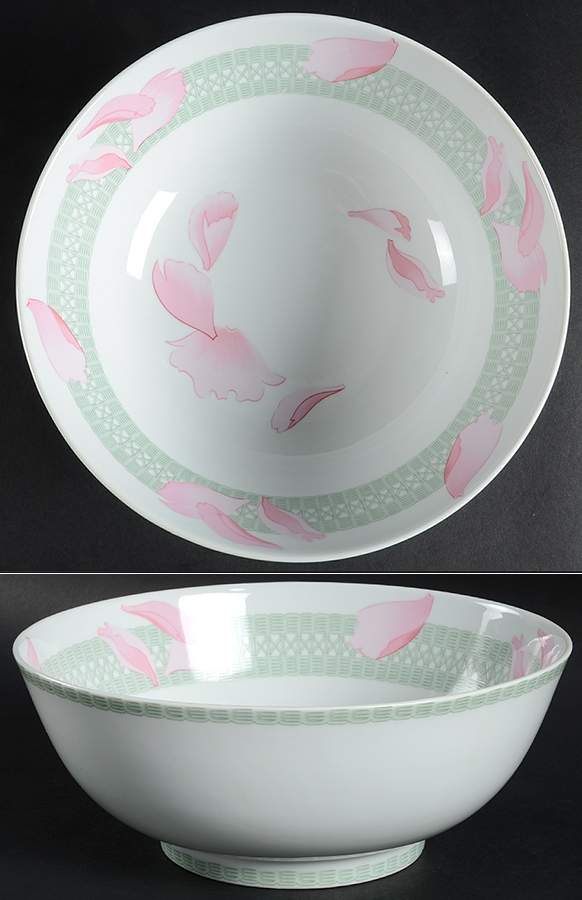 Les Pivoines White 9" Salad Serving Bowl by Hermes-1