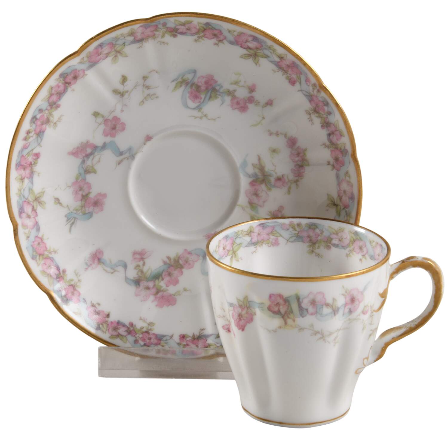 Schleiger 481c Flat Demitasse Cup & Saucer Set by Haviland-1