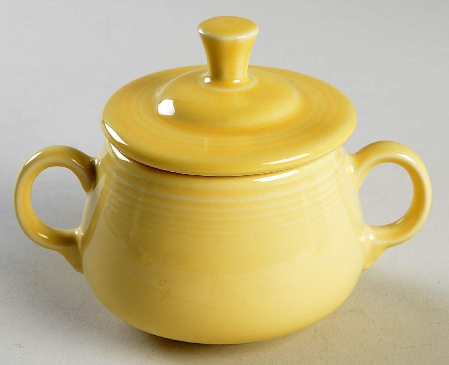 Fiesta Yellow (Intro 1987) Sugar Bowl & Lid by Homer Laughlin -1