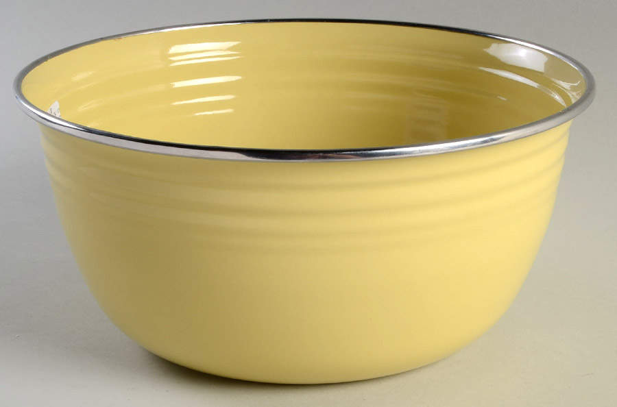 Fiesta Yellow (Intro 1987) 8.75" Metal Mixing Bowl by Homer Laughlin -1