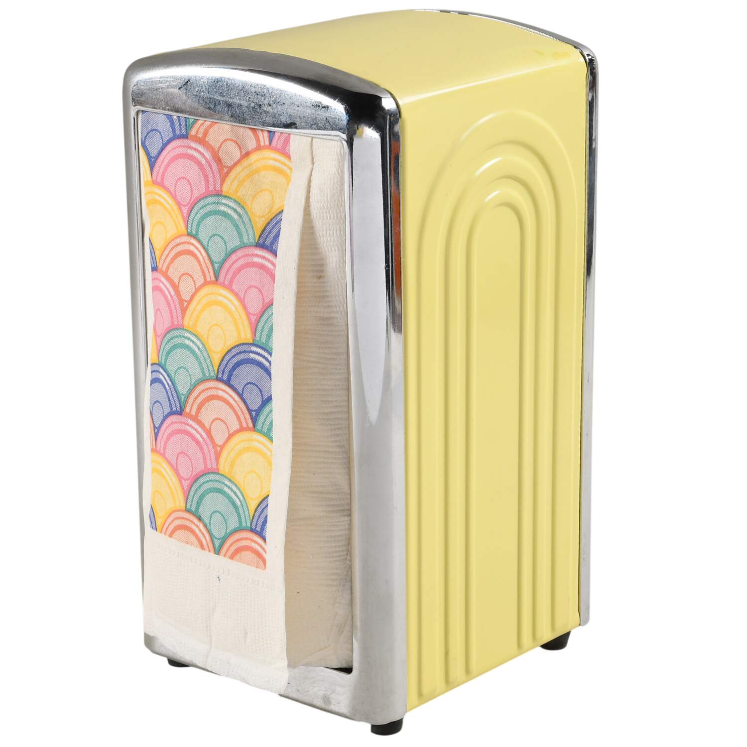 Fiesta Yellow (Intro 1987) Napkin Dispenser w/Napkins by Homer Laughlin -1