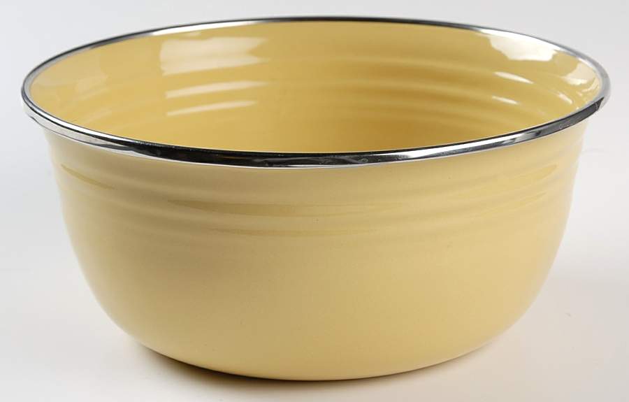 Fiesta Yellow (Intro 1987) 8.75" Metal Mixing Bowl & Plastic Lid by Homer Laughlin -1