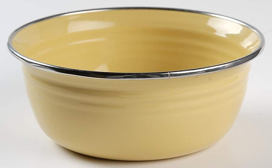 Fiesta Yellow (Intro 1987) 6" Metal Mixing Bowl & Plastic Lid by Homer Laughlin -1