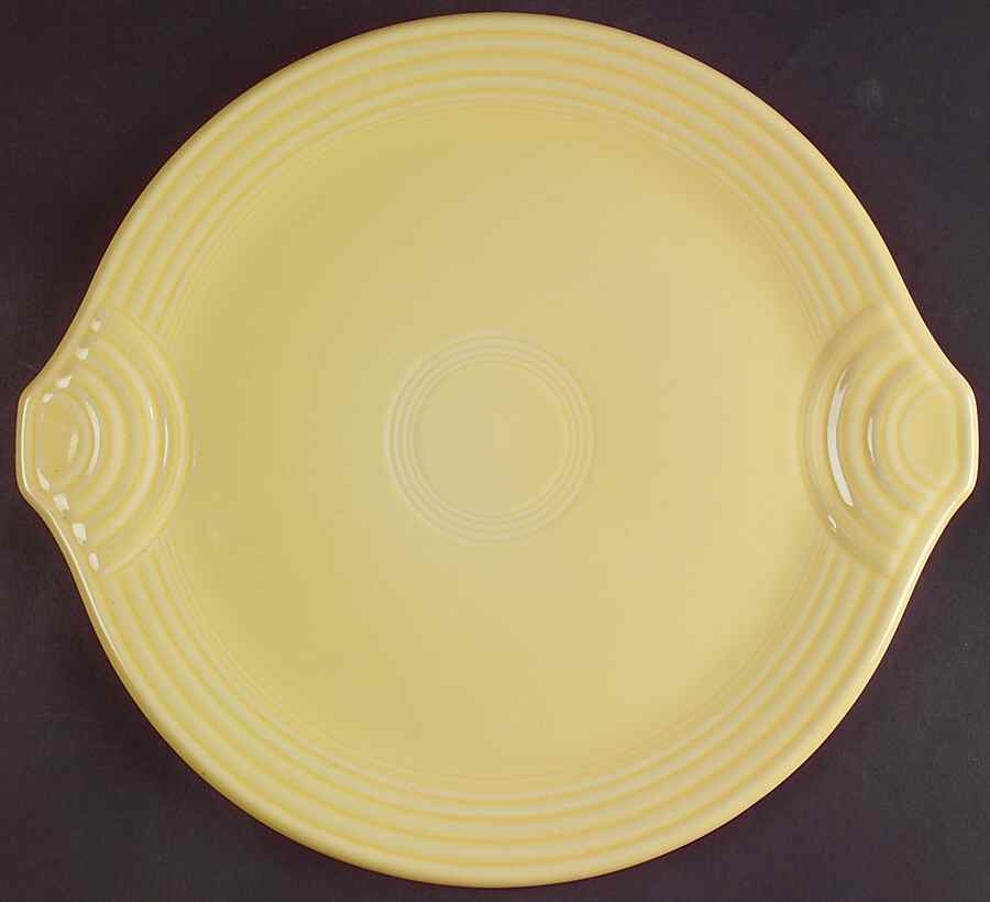 Fiesta Yellow (Intro 1987) Handled Cake Plate by Homer Laughlin -1