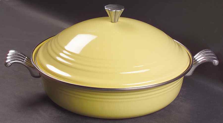 Fiesta Yellow (Intro 1987) 4 Quart Metal Covered Casserole by Homer Laughlin -1