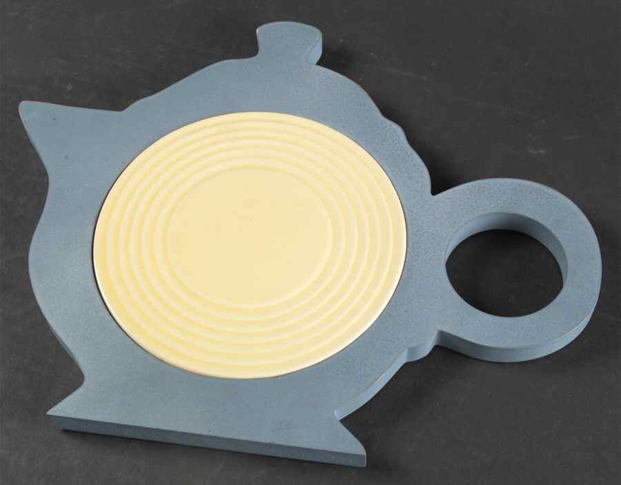 Fiesta Yellow (Intro 1987) Wood Frame Trivet by Homer Laughlin -1