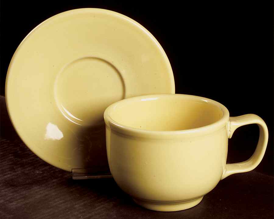 Fiesta Yellow (Intro 1987) Jumbo Cup & Saucer Set by Homer Laughlin -1