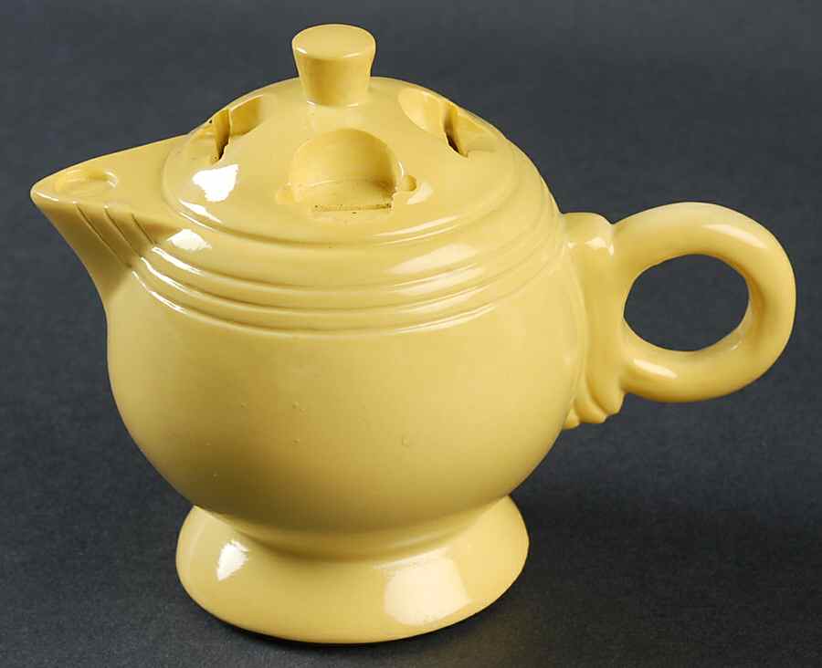 Fiesta Yellow (Intro 1987) Teapot Cheese Spreader Holder Only by Homer Laughlin -1