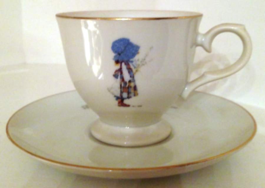 Blue Girl(Gold) Footed Cup & Saucer Set by Holly Hobbie-1