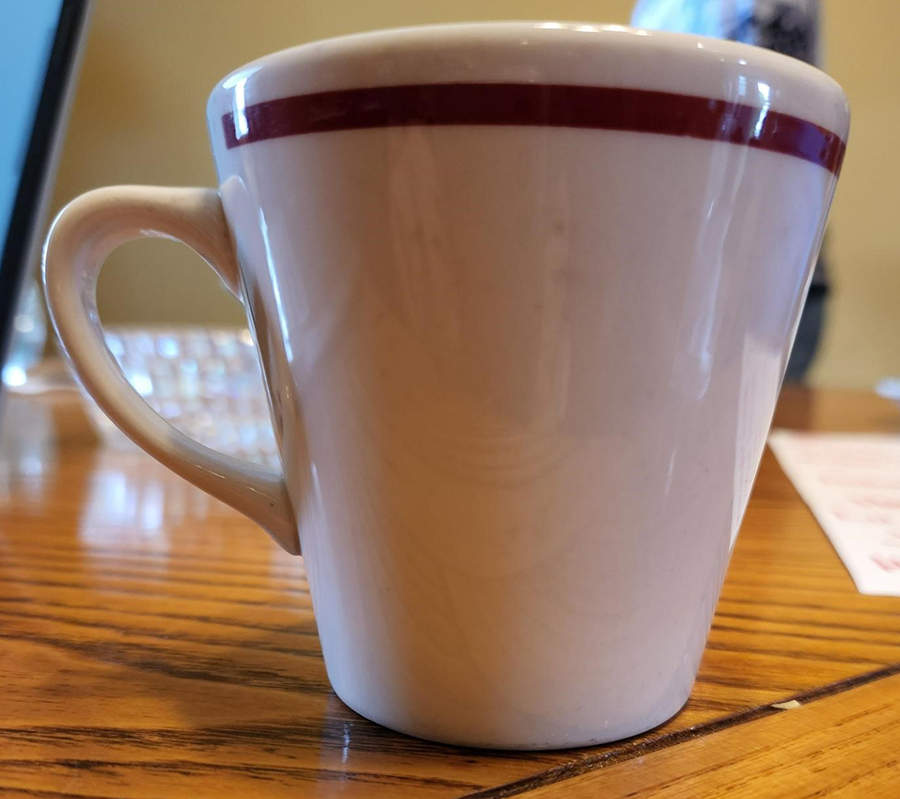 Rolled Edge (Burgundy) Flat Cup by Homer Laughlin -1