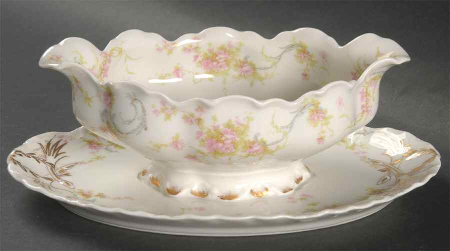 Schleiger 57A-1 Gravy Boat with Attached Underplate by Haviland-1