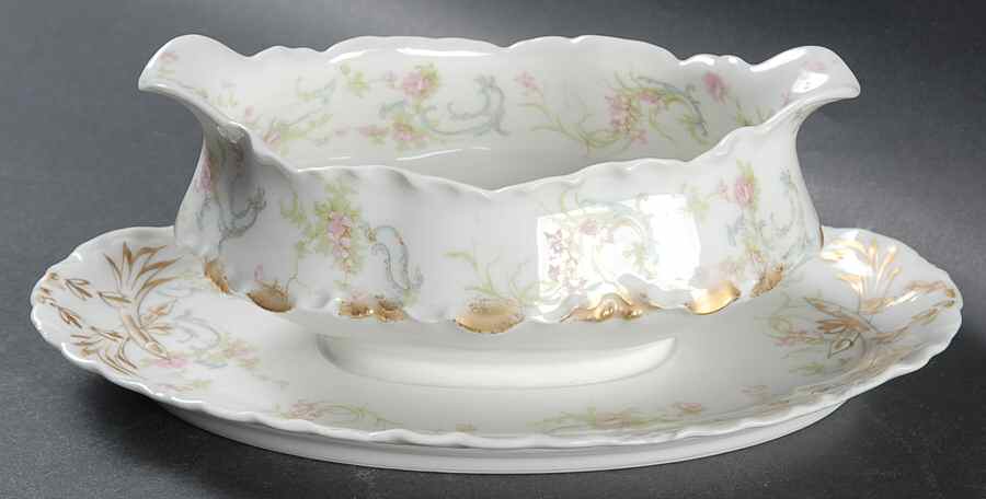 Schleiger 57A-1 Gravy Boat with Attached Underplate by Haviland-1