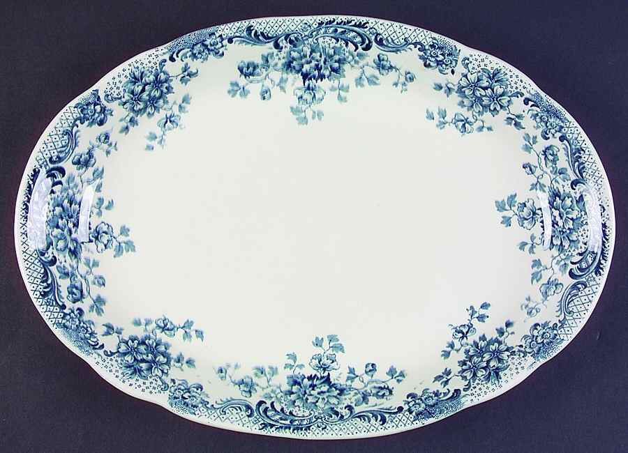 Maine Blue 14" Oval Serving Platter by Wm Hulme-1