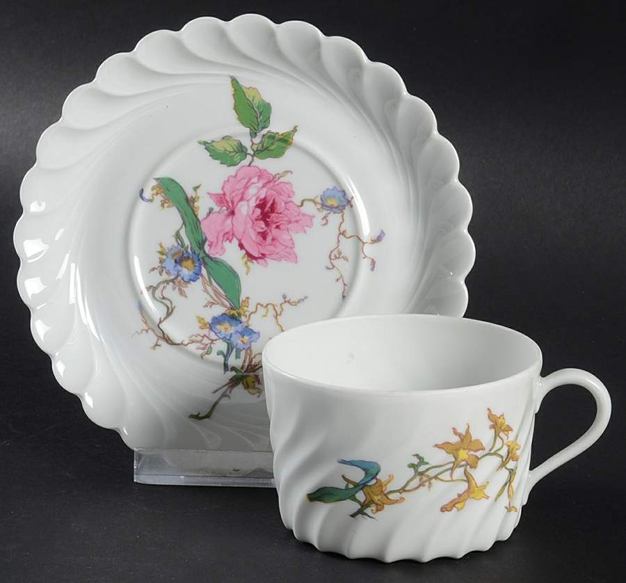 Fleurs Et Fruits De Saxe  Flat Cup & Saucer Set by Haviland-1